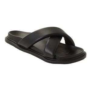 PacSun Womens Size 8 Black Slides Crisscross Faux Leather Cushioned Sandals New